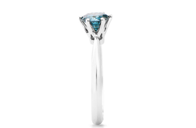 Thumbnail: 1.04 TCW Diamond 14K White Gold Solitaire Blue Diamond Ring