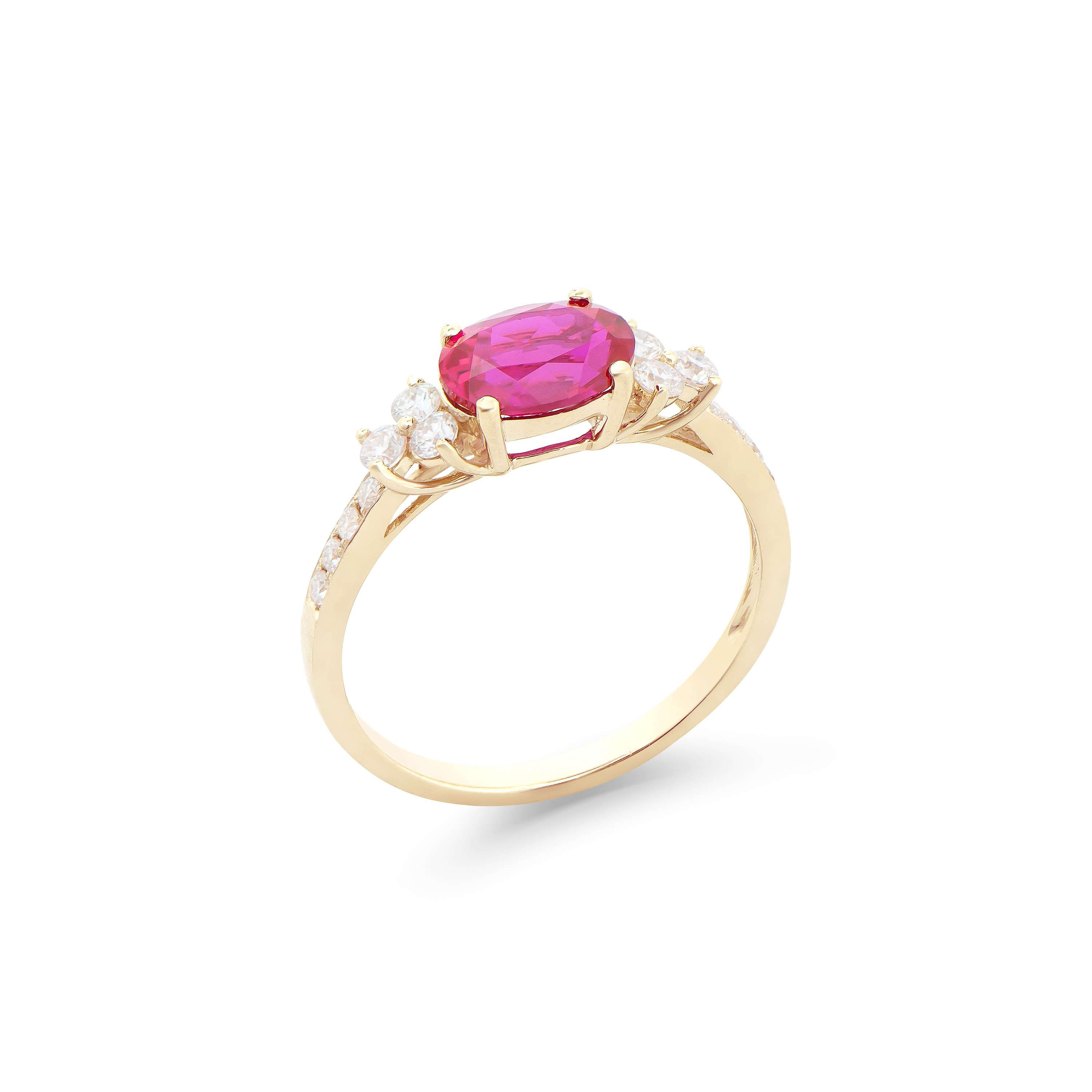 2.02 TCW Lab Grown Diamonds & Ruby 14K Yellow Gold Ring