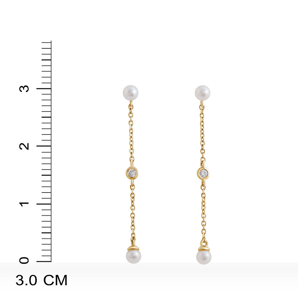 Thumbnail: 0.55 TCW Diamonds & Pearl 14K Yellow Gold Desginer Earrings