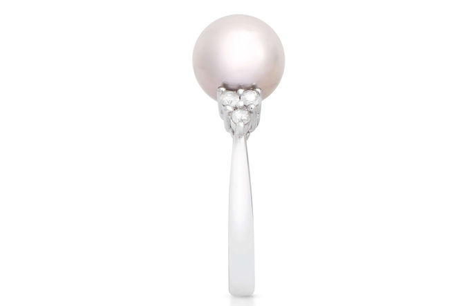 Thumbnail: 5.76 TCW Diamonds & Pearl 14K White Gold Ring