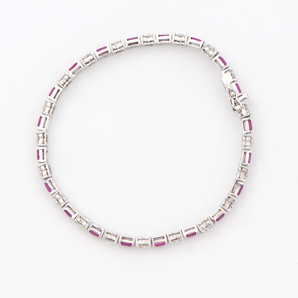 Thumbnail: 5.08 TCW Diamonds & Ruby 18K White Gold Bracelet