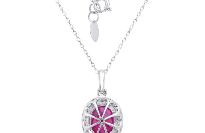 Thumbnail: 2.13 TCW Diamonds & Rubies 14K White Gold Pendant & Chain