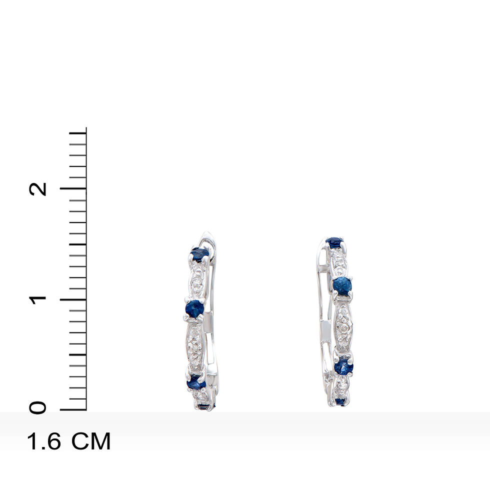 Thumbnail: 0.35 TCW Diamonds & Blue Sapphire 18K White Gold Earrings