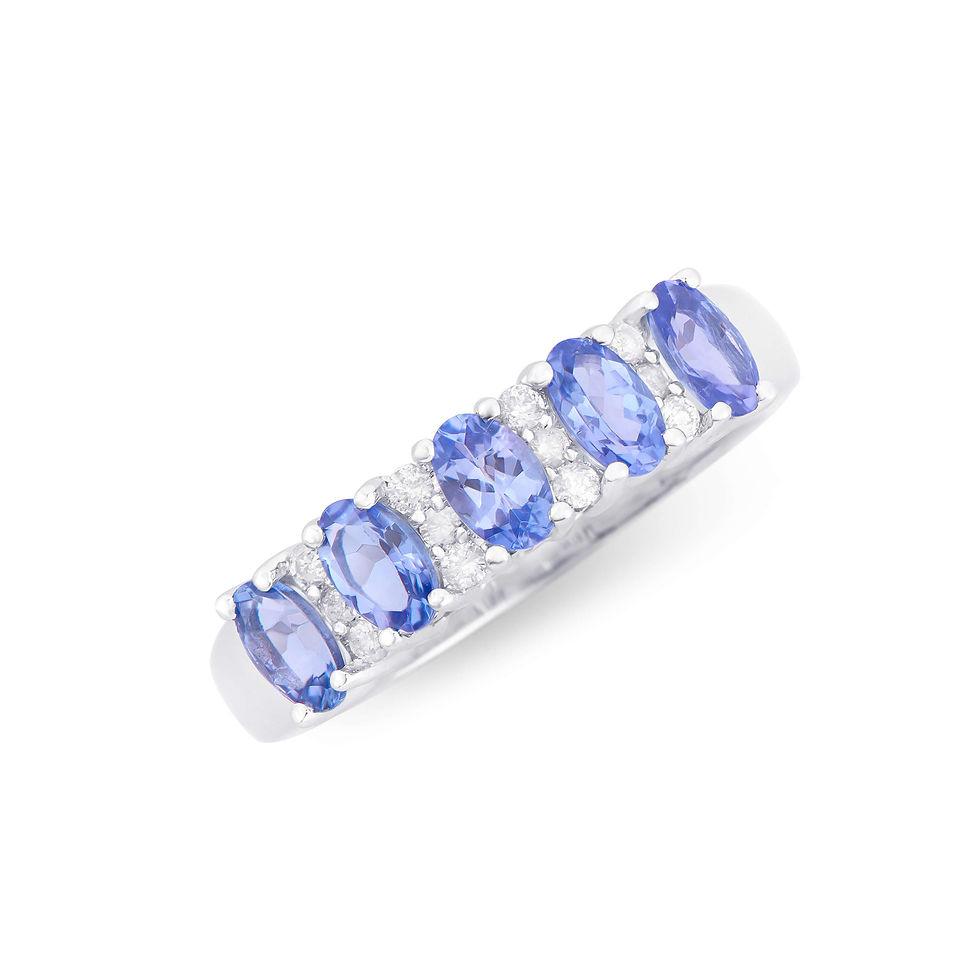 1.41 TCW Certified Diamonds & Tanzanites 14k White Gold Designer Ring