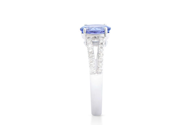 Thumbnail: 1.39 TCW Diamonds & Tanzanites 14K White Gold Ring