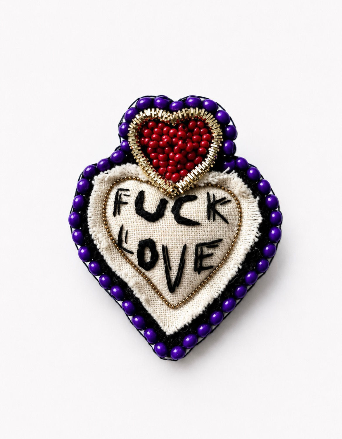 Broche brodée « Fuck Love » Collection Grigri – Atelier Kanine