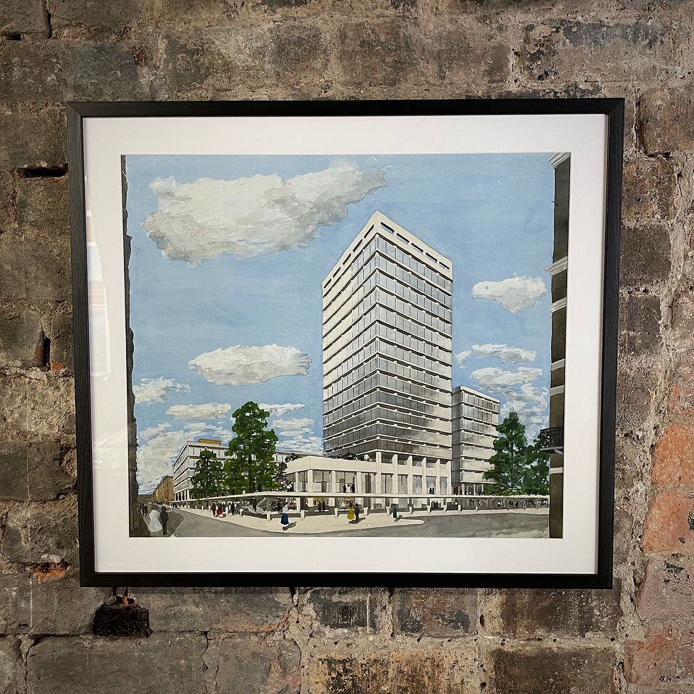 Thumbnail: Hand drawn and coloured architectural drawing. c1960s.