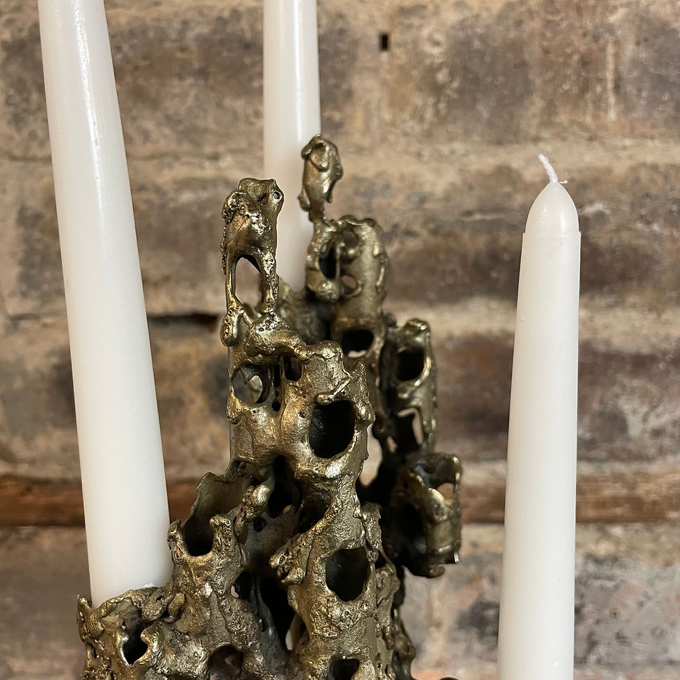Thumbnail: Brutalist Bronzed Steel Candelabra/Candleholder. 1970s