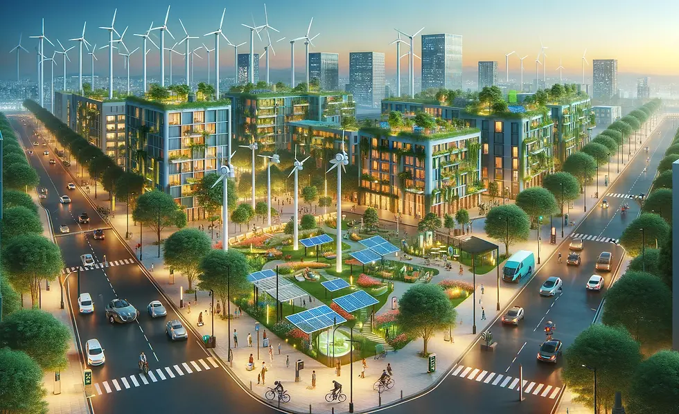 DALL·E 2024-05-20 14.55.35 - A vibrant urban scene showcasing a renewable energy project.