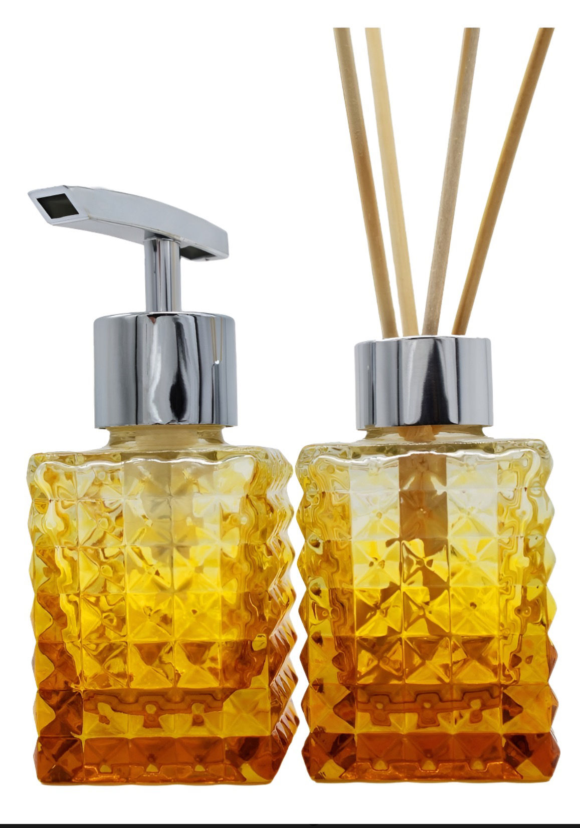 Kit Vidro Diamante Quadrado Degrade 100ml Sabonete E Difusor