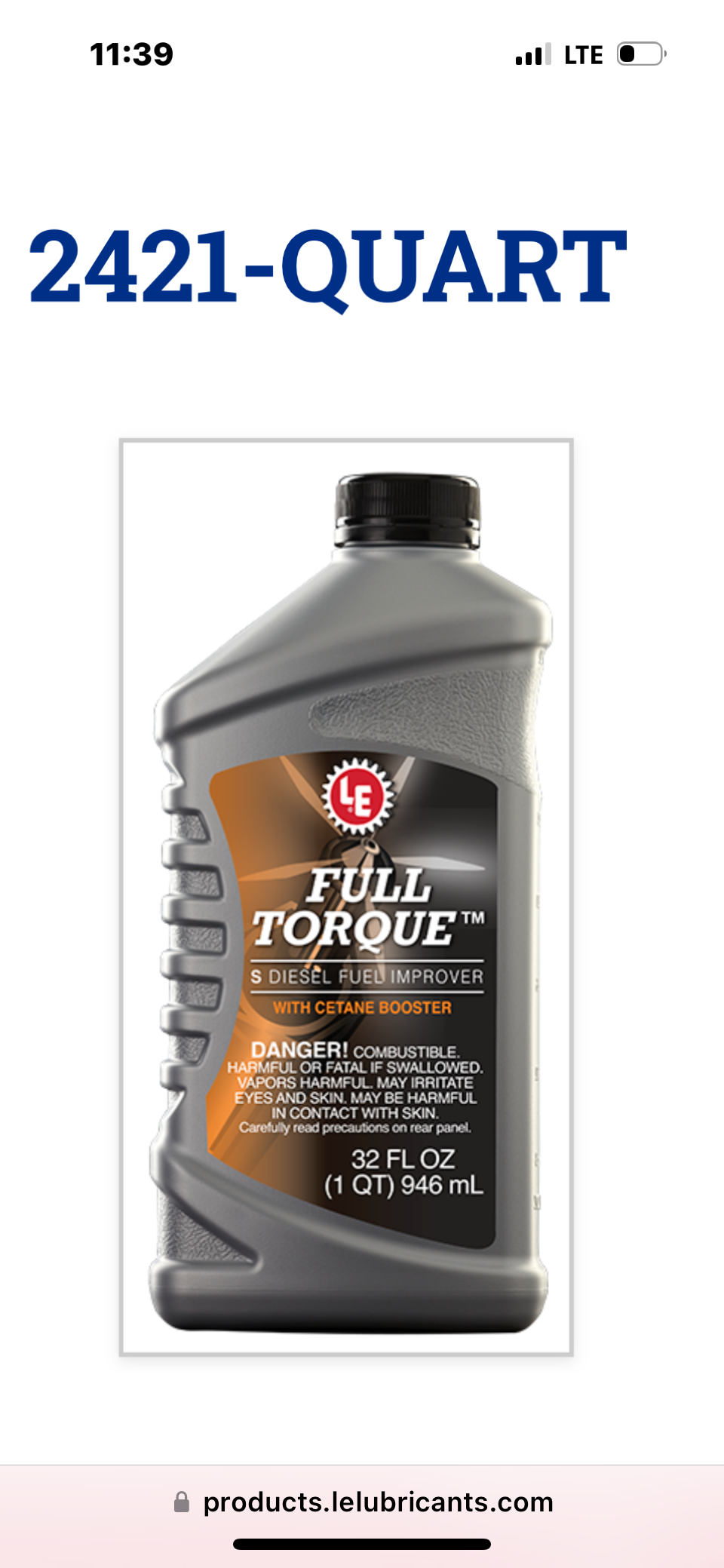 2421 Full Torque Diesel Treat   Case of 12 Quarts 