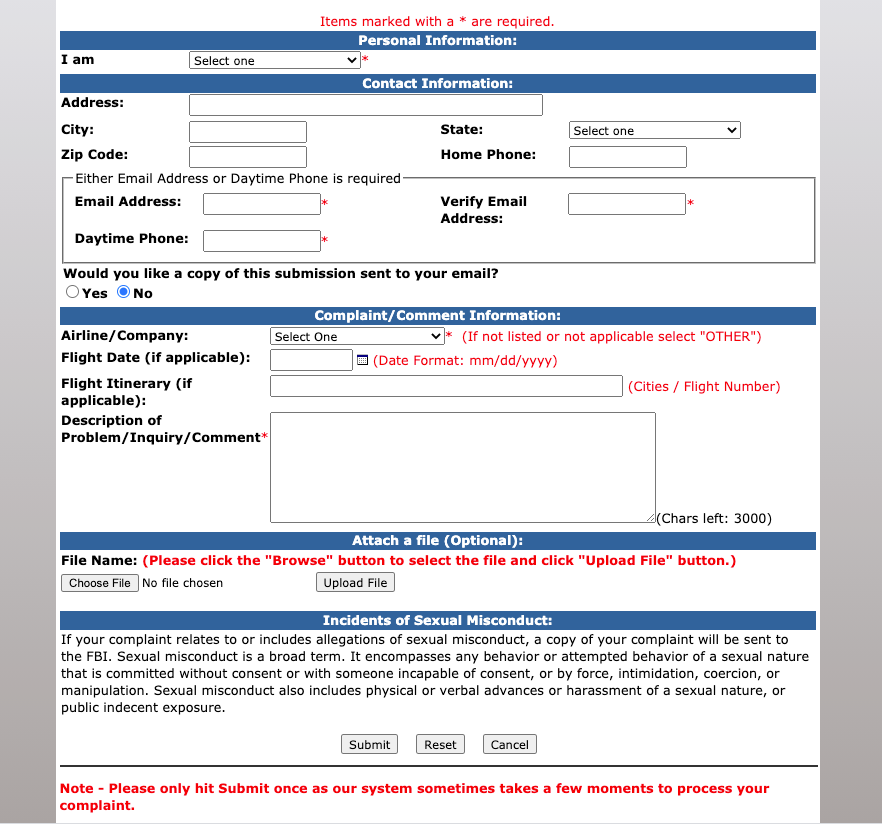 tui after travel complaint form