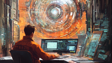 A person looking at their computer getting ready for the era of AI