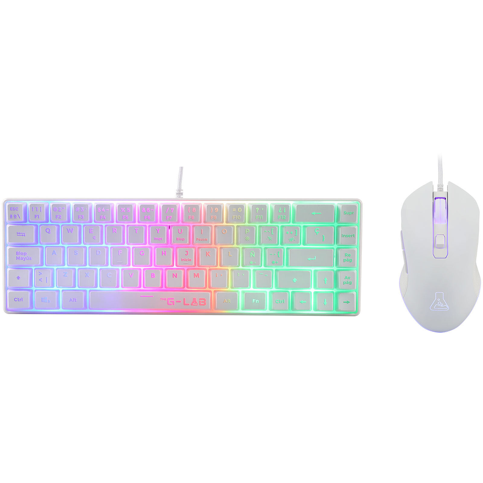 Pack Clavier+Souris Filaire The G-Lab Combo Hydrogen (Blanc)