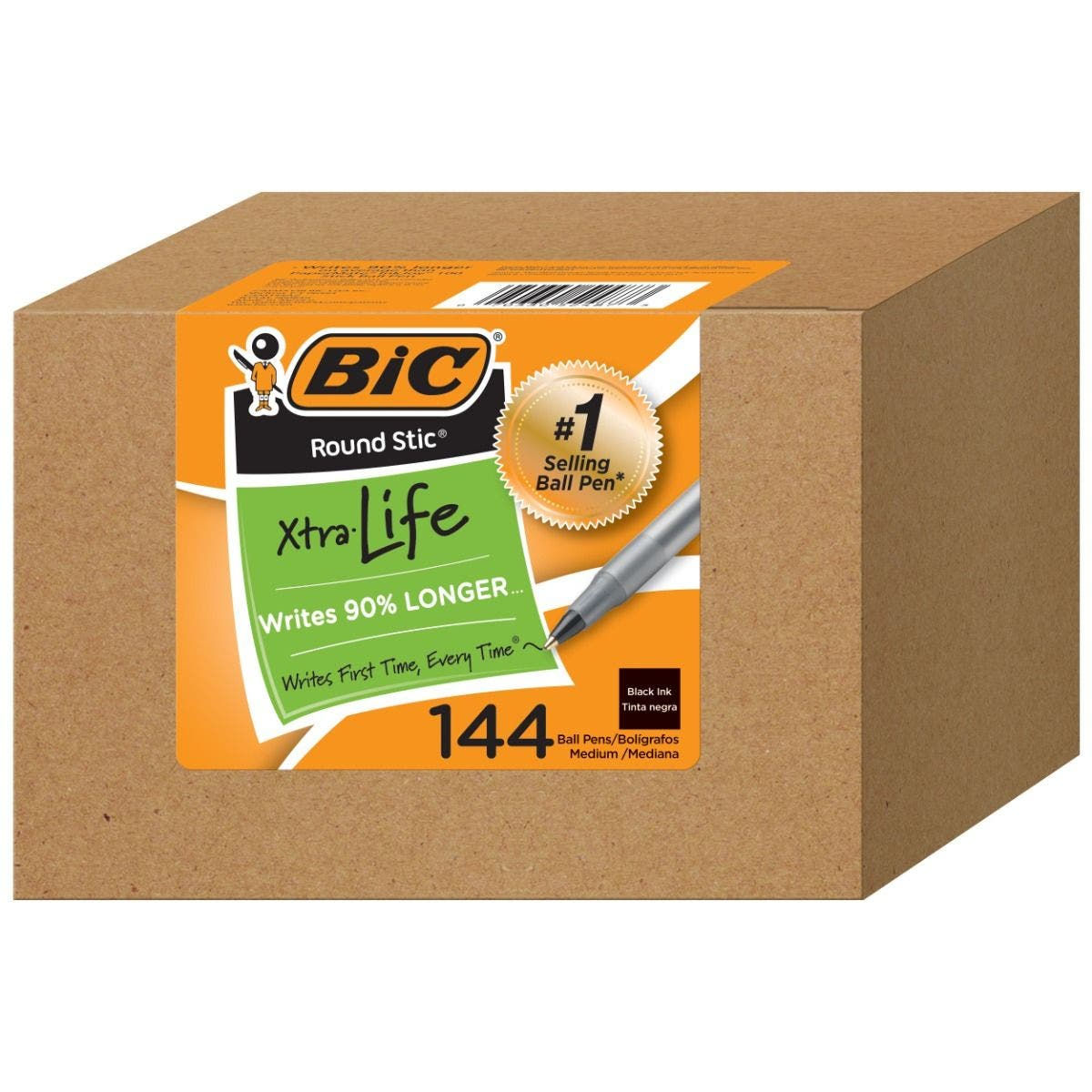 Round Stic Black Medium Point (1.0mm) 144 Count Box