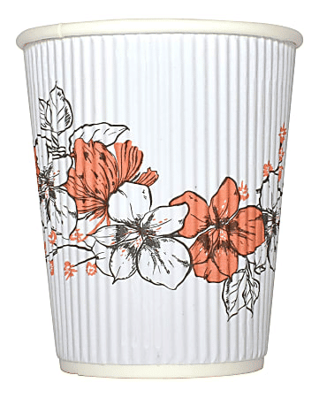 Hotel Emporium Floral Ripple Hot Cups 16 Oz 100% Recycled White 500 Count