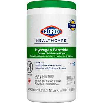 Clorox Healthcare 30825 Hydrogen Peroxide Cleaner Disinfectant Wipes 6-Pack