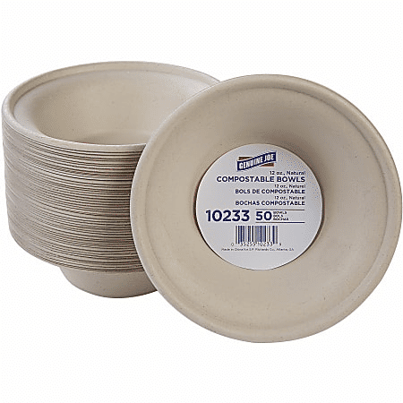 Genuine Joe 12 Oz Compostable Bowls 50 Pack White Natural