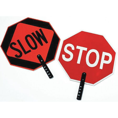 National Marker STOP/SLOW Safe-T Paddle 18in Reflective Aluminum Sign