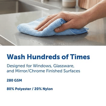 Thumbnail: Renown REN01818-BGZ Glass Cleaning Microfiber Cloth Blue