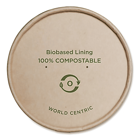 World Centric Paper Lids For Bowls 4.6in Brown 500/Carton