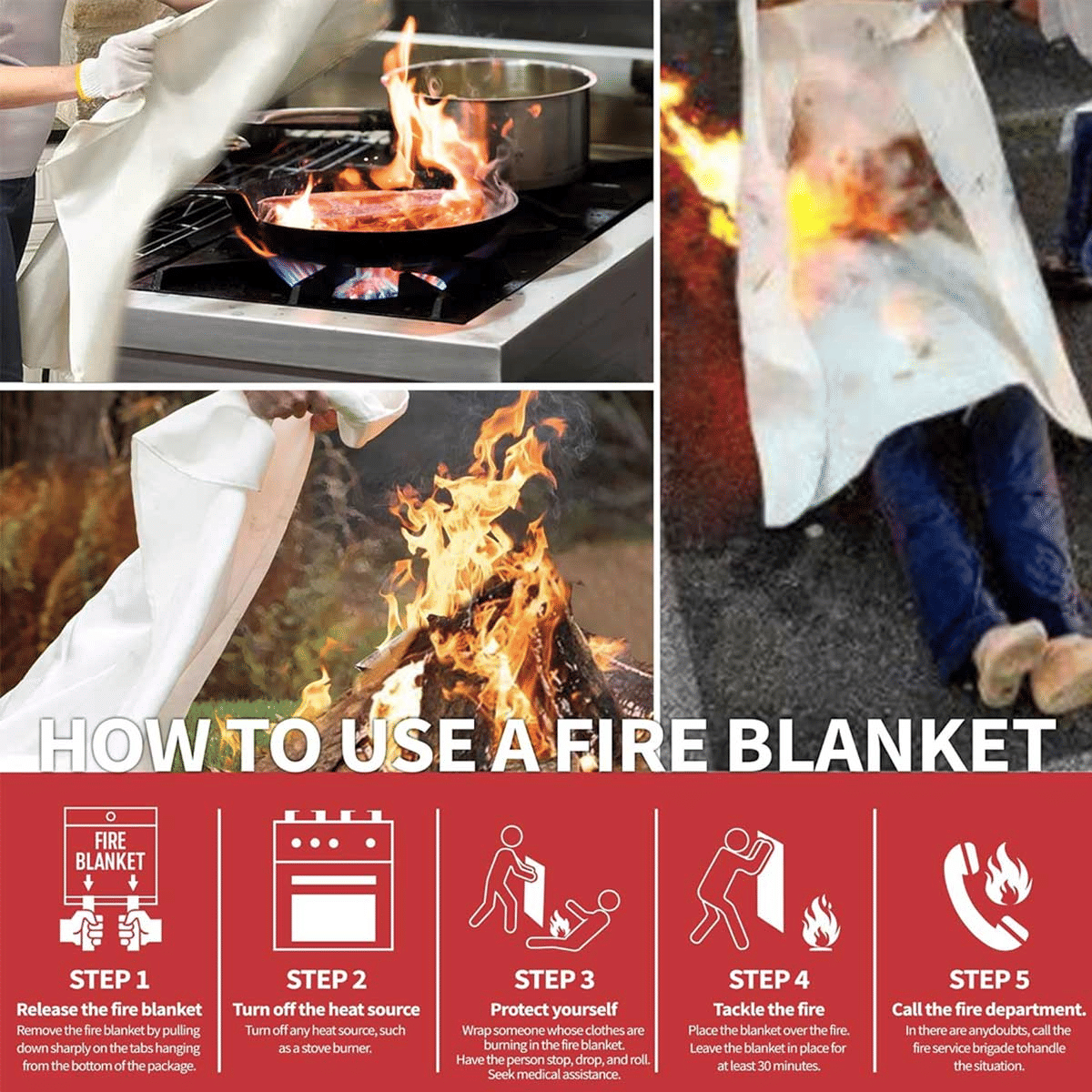 Aoibox LAZB0917006 Fire Blanket 40 in Pack of 2