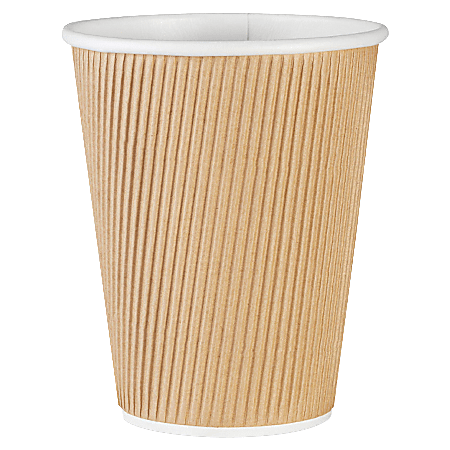 Genuine Joe Ripple Hot Cups 12oz Brown 500-Pack