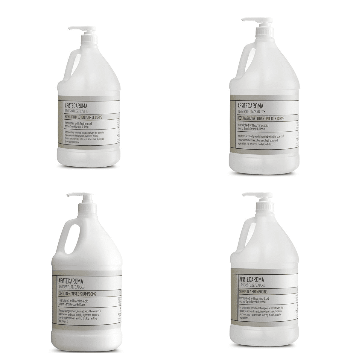 APOTECAROMA ADW-APO3800ML-SET Gallon Toiletries Refill Set 4-Pack