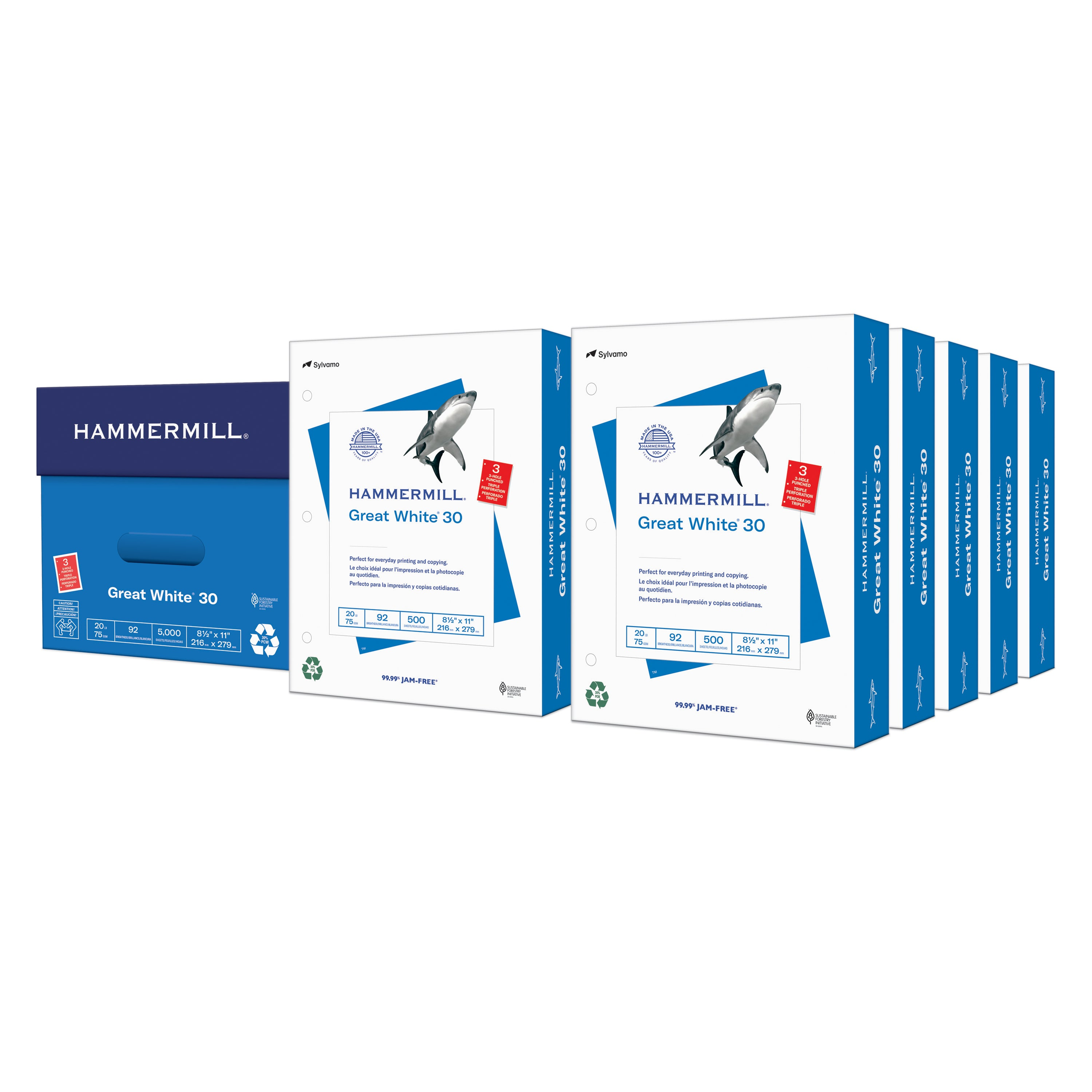 Hammermill Great White 30% Recycled Printer Paper 20 lb Letter