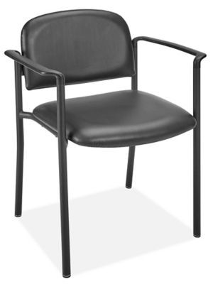 Vinyl Stackable Chair with Armrests Black