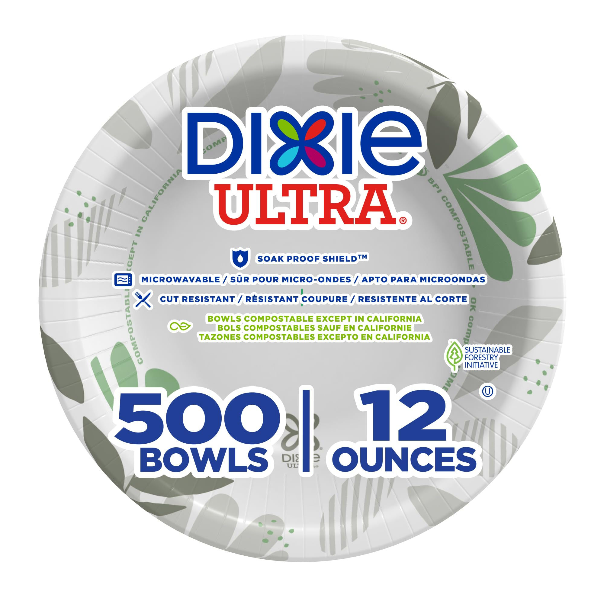Dixie Ultra Heavy-Weight Paper Bowls 12 Oz Pathways Design 1000 Count