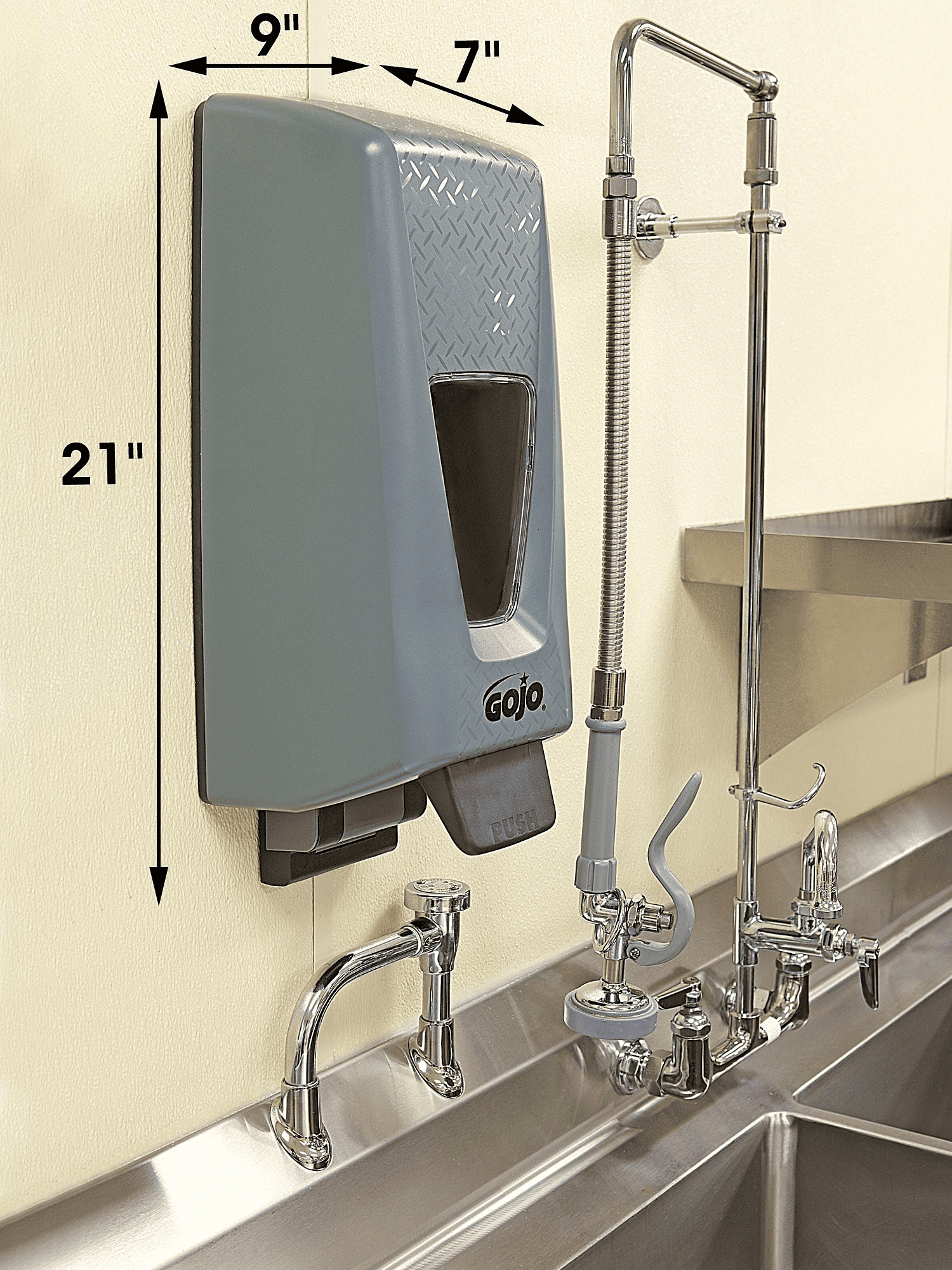 GOJO Wall-Mount Jumbo Push Dispenser 5,000 mL Gray