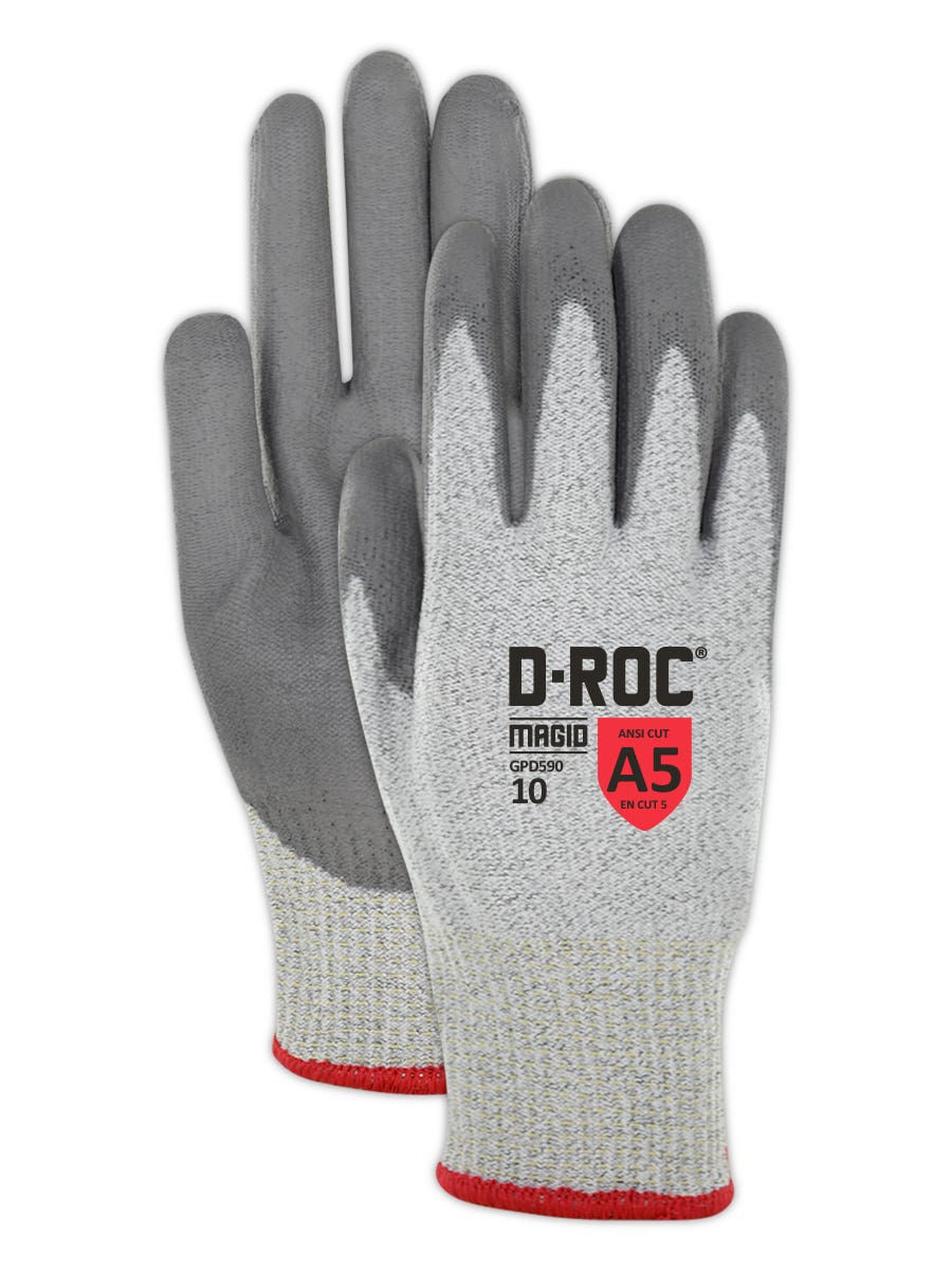 Magid D-ROC 13-Gauge Hyperon Polyurethane Palm Coated Work Gloves Cut Level A5