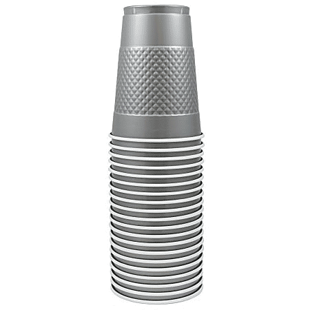 JAM Paper Plastic Party Cups 16 oz Silver 20 Count