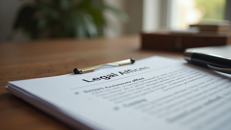 Eye-level view of a legal advice brochure on a wooden table