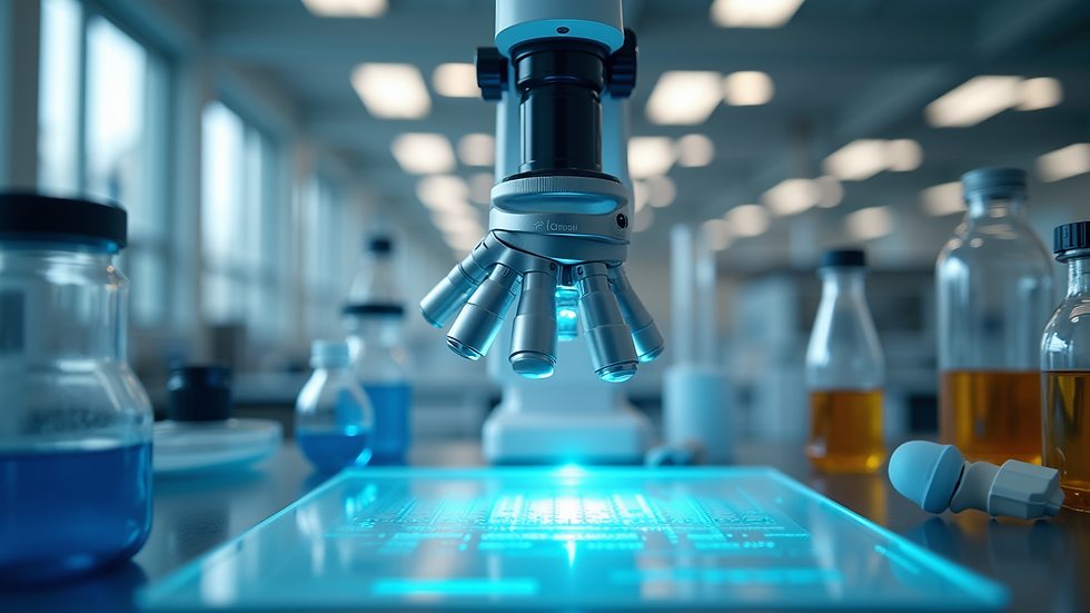 Close-up view of a research lab with various scientific instruments