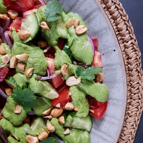 Indian salad with a green chutney dressing
