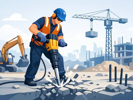 Locação de rompedor para concreto na obra