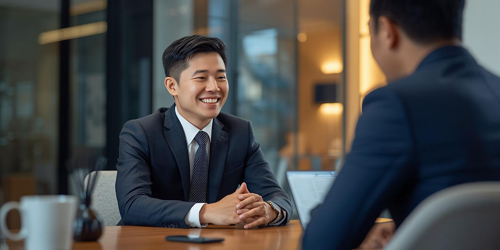Singapore financial adviser having a professional discussion with a client