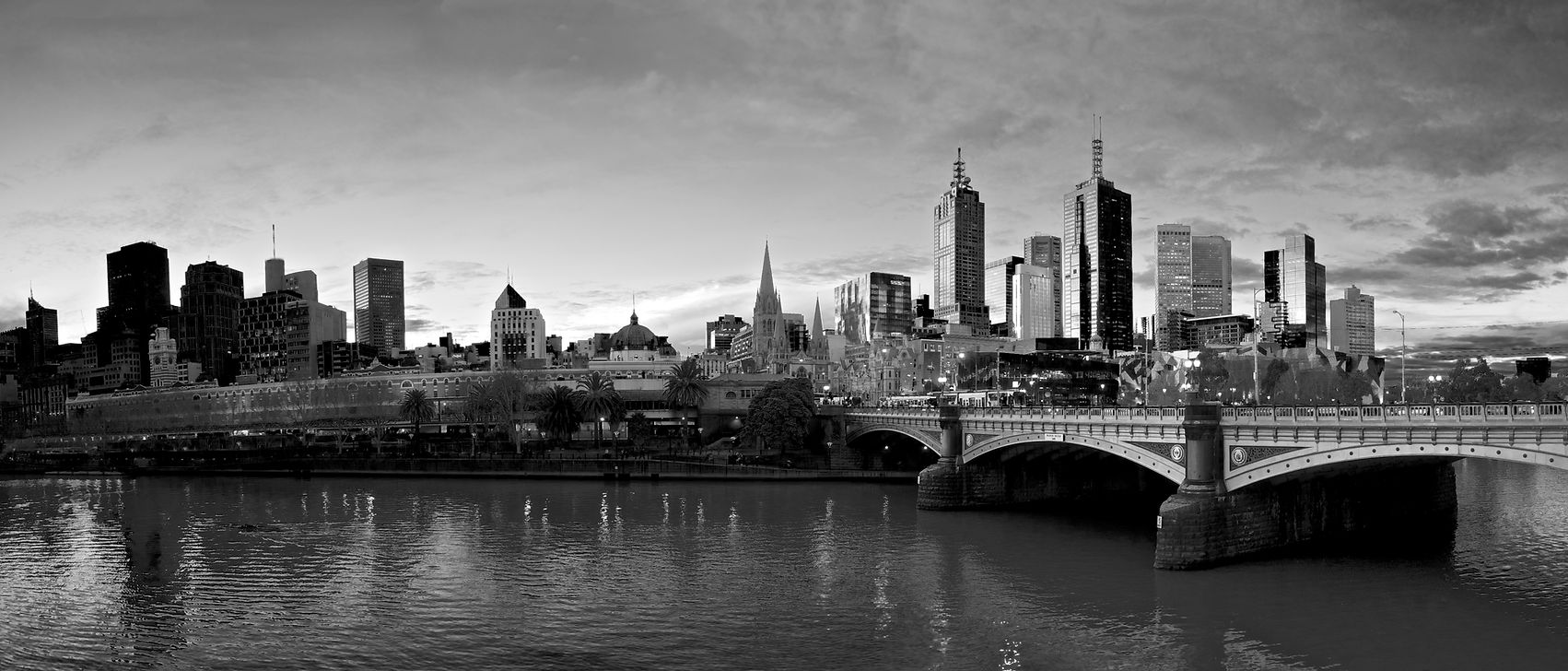 Melbourne on a winters evening at sunset