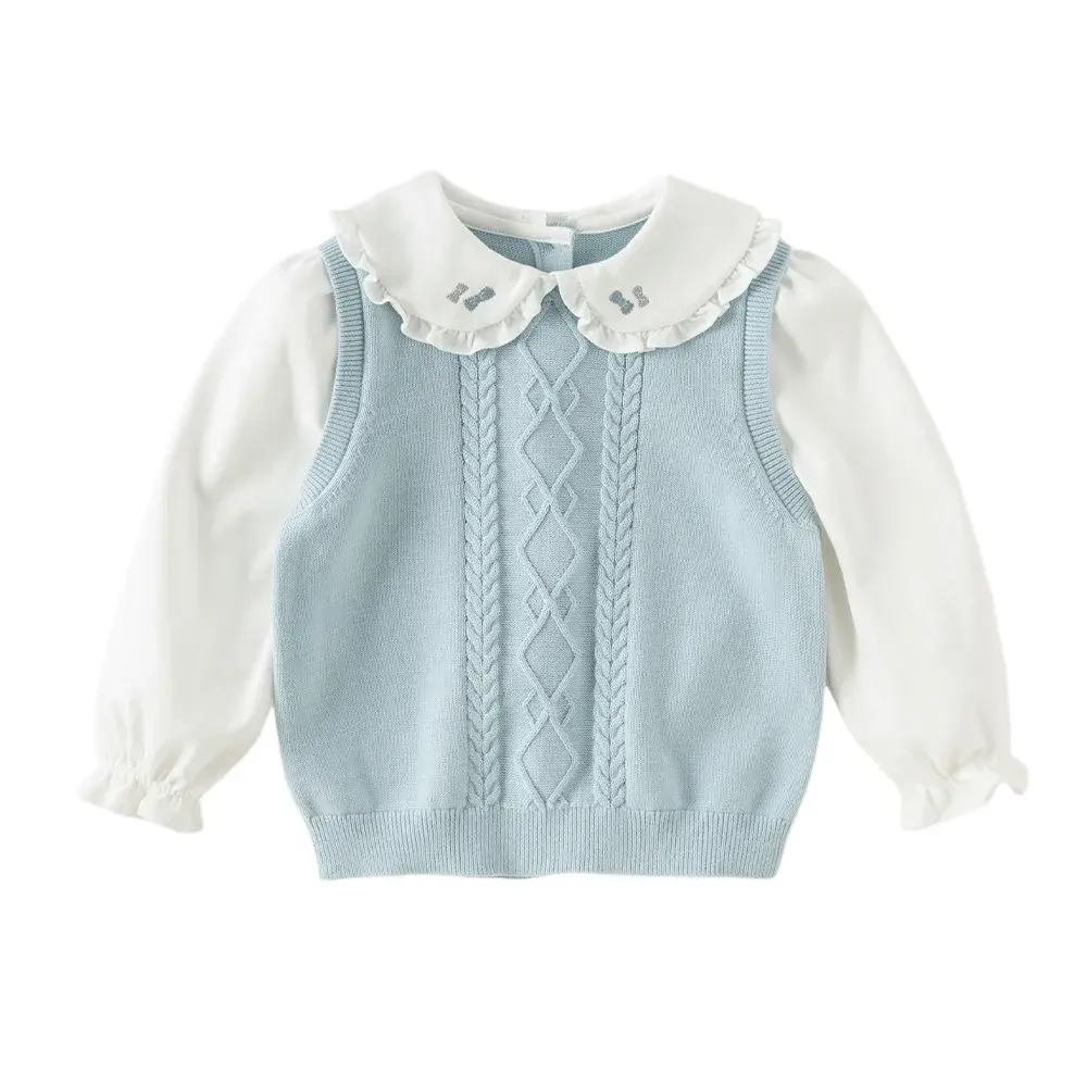 Camisa Sophie – Azul Serenity com Tricot Trançado - PL0036