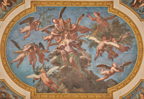 Deckengemälde "Kybele", Gesamtaufnahme Restaurierung