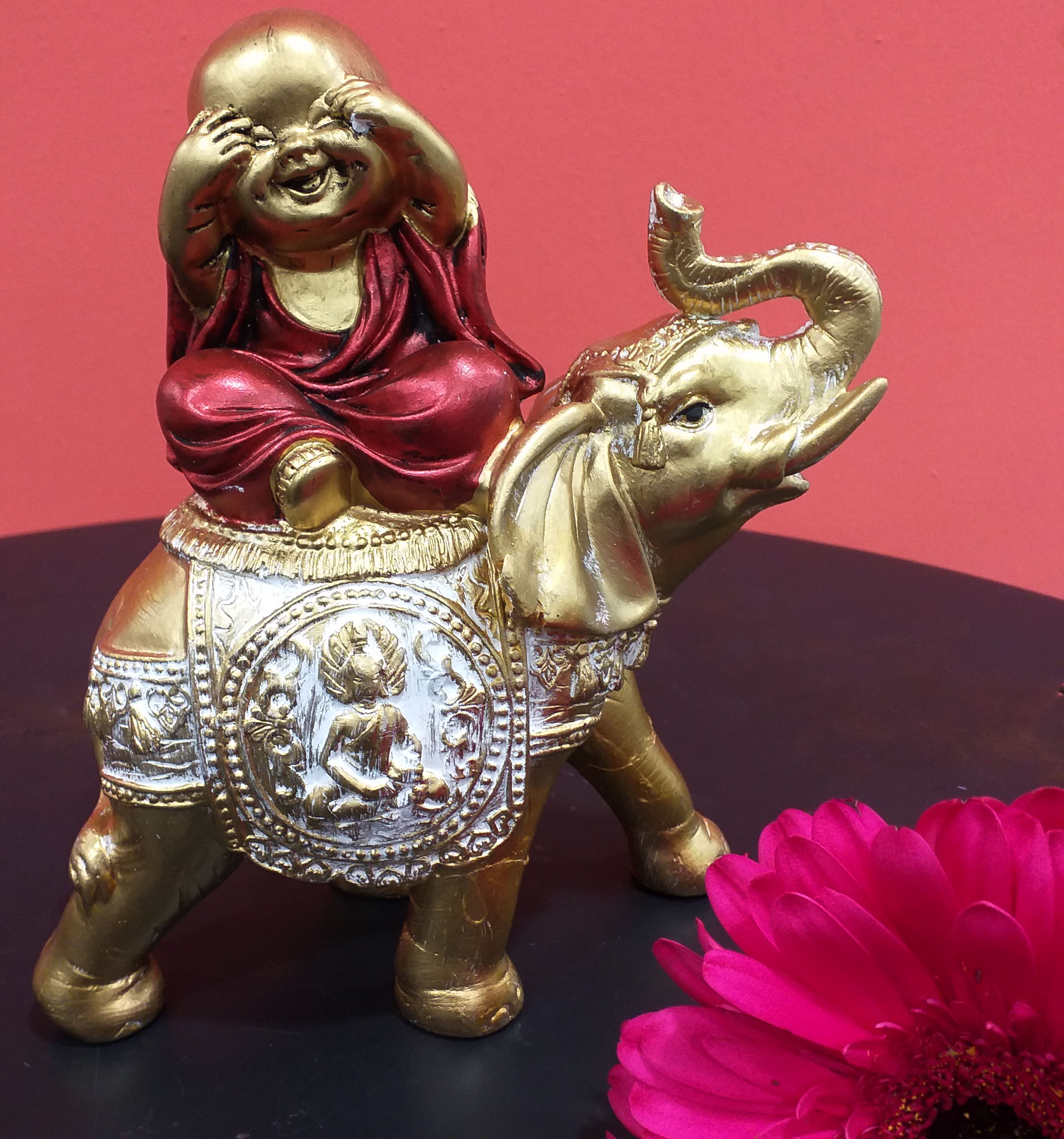 Monge em cima de elefante