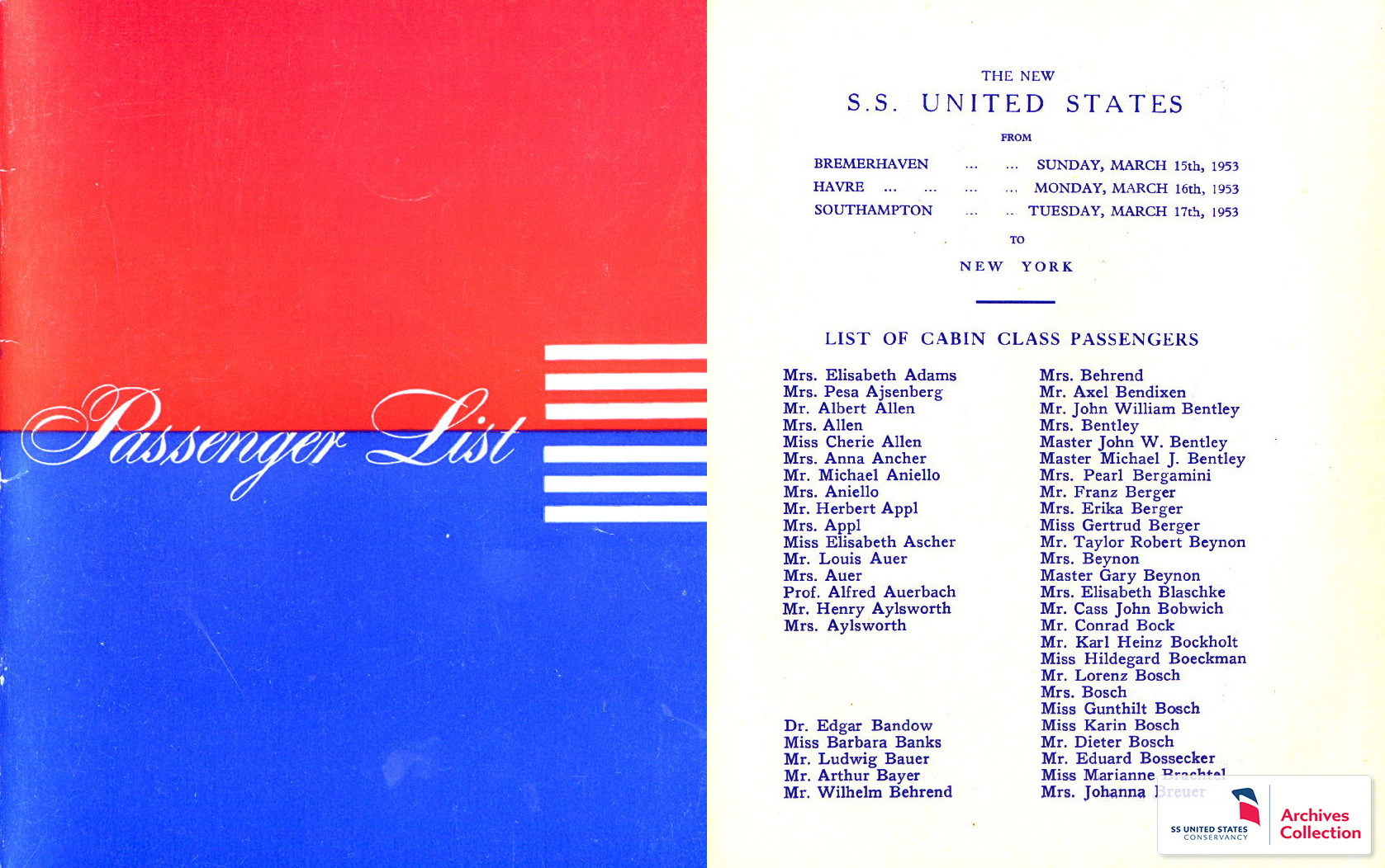 Help us Save History: Donate Your SS United States Passenger Lists