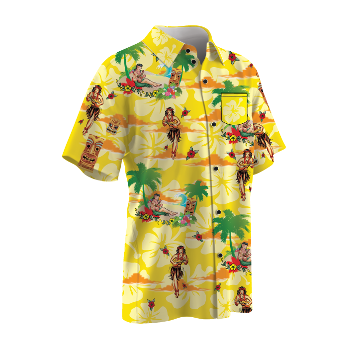 Yellow Hula Girl Hawaiian Shirt