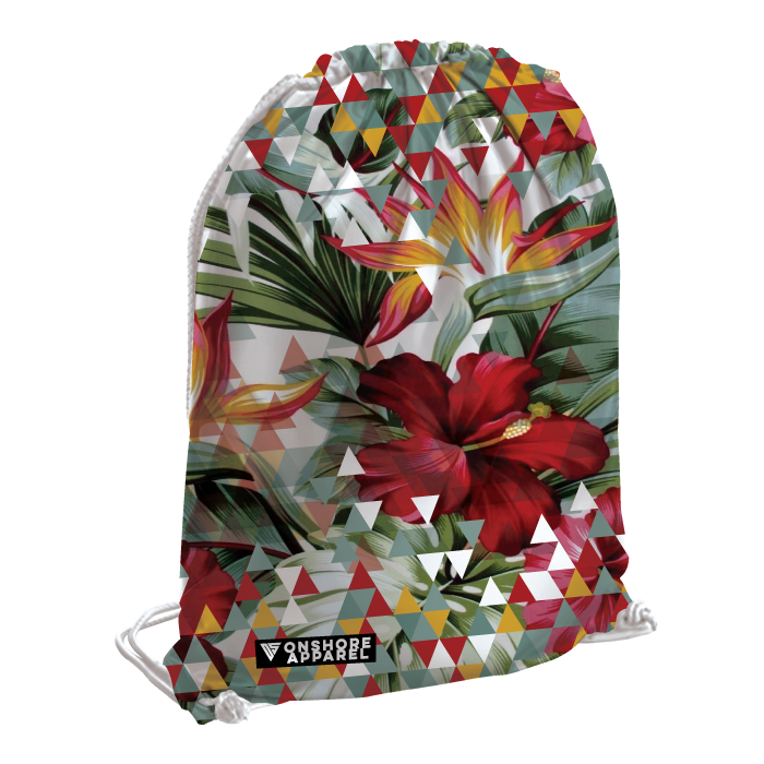 Pixel Floral Drawstring Bag