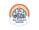 A rainbow, hand-drawn hospital and the words INSIDE the childrens hospital