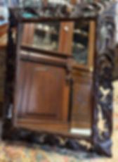 Oak Heavily Carved Wall Mirror with Bevelled Glass