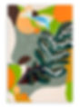 Colorful abstract painting with orange, green, and beige shapes, M8BG hand-painted. New Era 100x150 cm