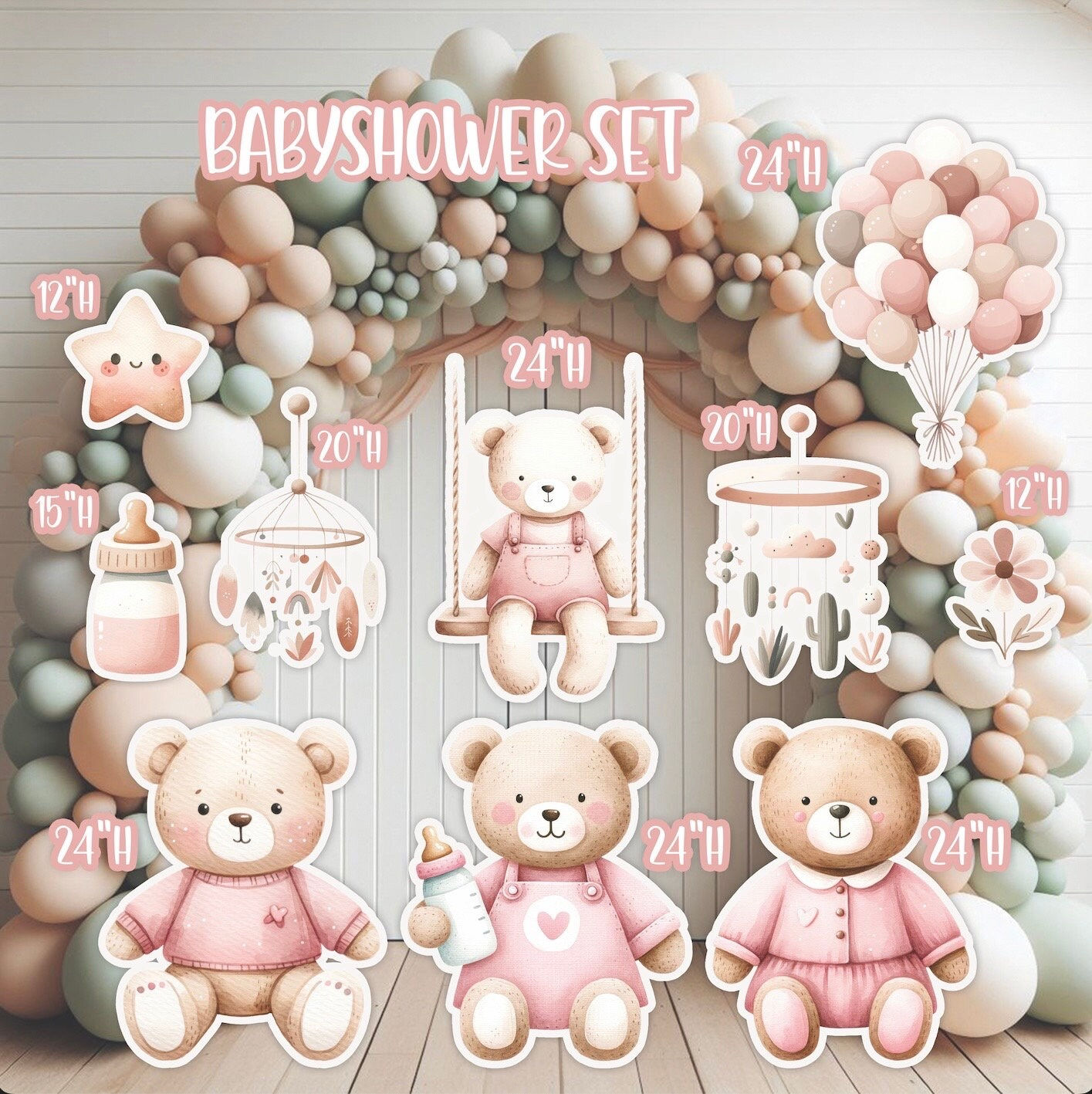 S222FS UV printed, colorplast cutouts party decorations: BabyGirl Babyshower